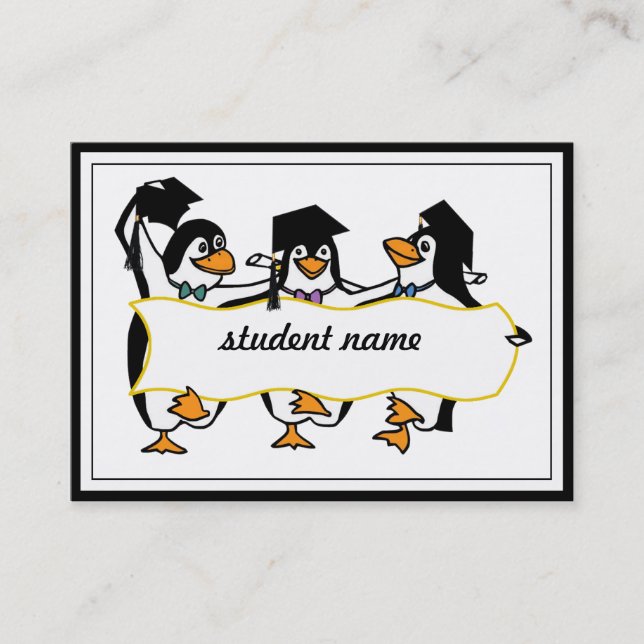 Geschlossen Pinguine mit Banner Telefonnummerkarte (Vorderseite)