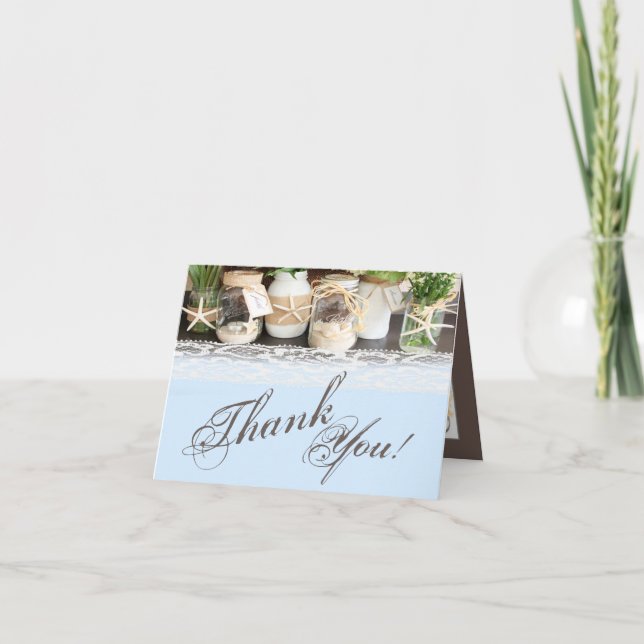 Geschlossene Dankeschön Card Beach Sea Mason Jars  Dankeskarte (Vorderseite)
