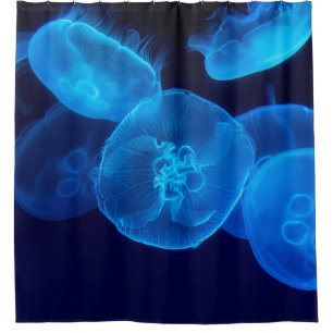 GESCHLOSSENE FOTOGRAFIE DES SCHWARMS VON JELLYFISH DUSCHVORHANG