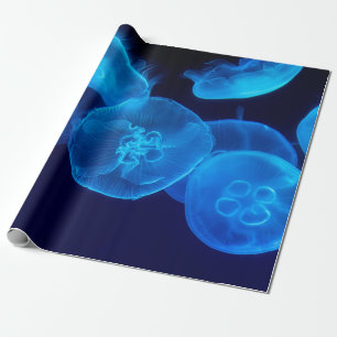 GESCHLOSSENE FOTOGRAFIE DES SCHWARMS VON JELLYFISH GESCHENKPAPIER