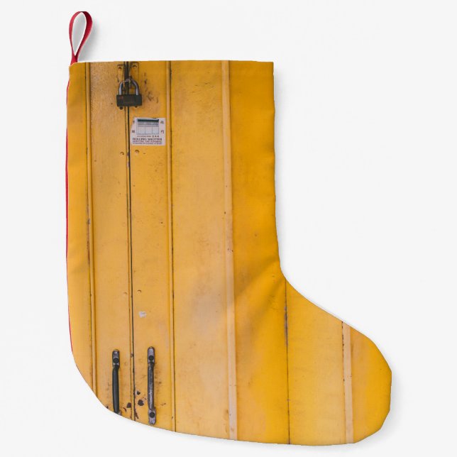 GESCHLOSSENE HOLZTÜR MIT PADLOCK KLEINER WEIHNACHTSSTRUMPF (Vorderseite)
