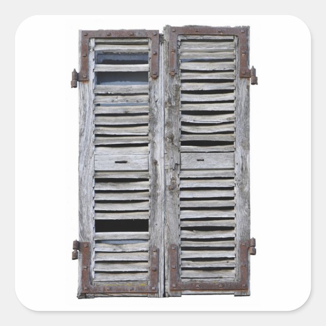Geschlossenes Fenster mit alten Holzfenstern Quadratischer Aufkleber (Vorderseite)