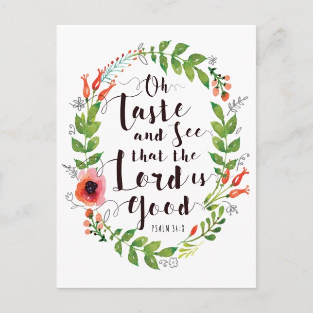Geschmack und sehen Sie den Herrn ist gut Postkarte (Vorderseite)