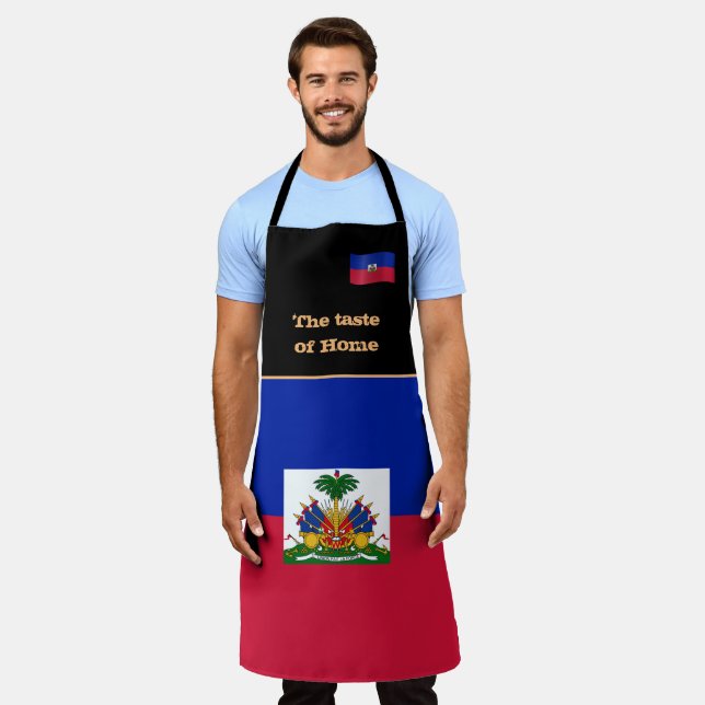 Geschmack von Zuhause & Haitianischer Flagge, Hait Schürze (Getragen)