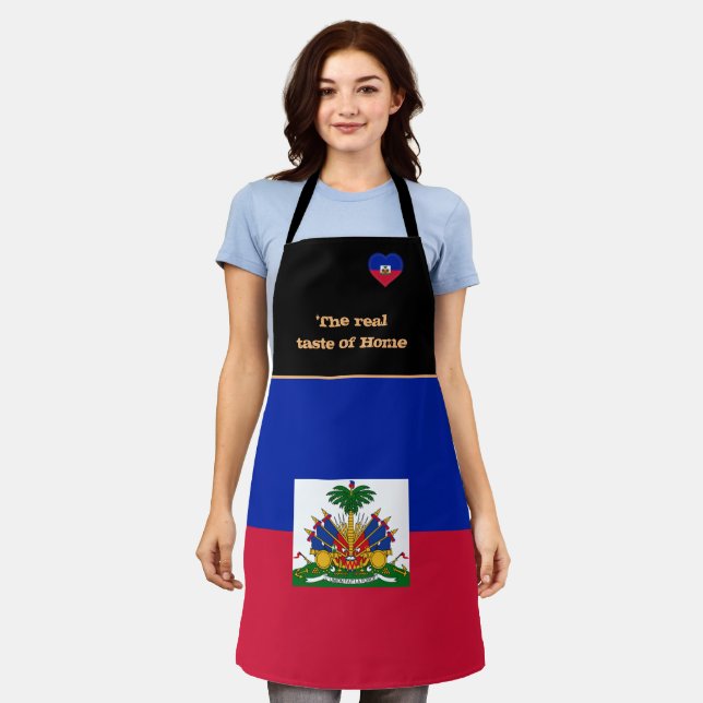 Geschmack von Zuhause & Haitianischer Flagge, Hait Schürze (Getragen)