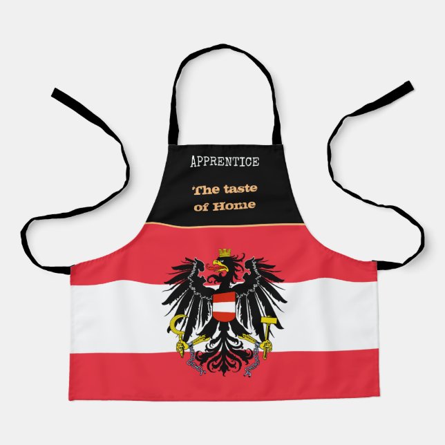 Geschmack von Zuhause und österreichischer Flagge, Schürze (Vorderseite)