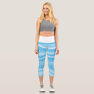 Geschmackvoll weiß, einfarbige, unscharfe Streifen Capri Leggings