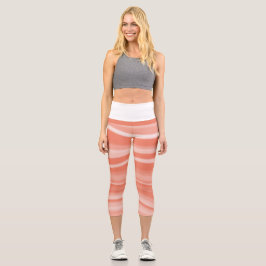 Geschmackvoll weiß, einfarbige, unscharfe Streifen Capri Leggings
