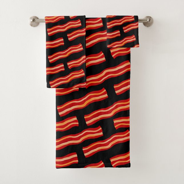 Geschmackvolle Bacon Strips Muster Badhandtuch Set (Insitu)