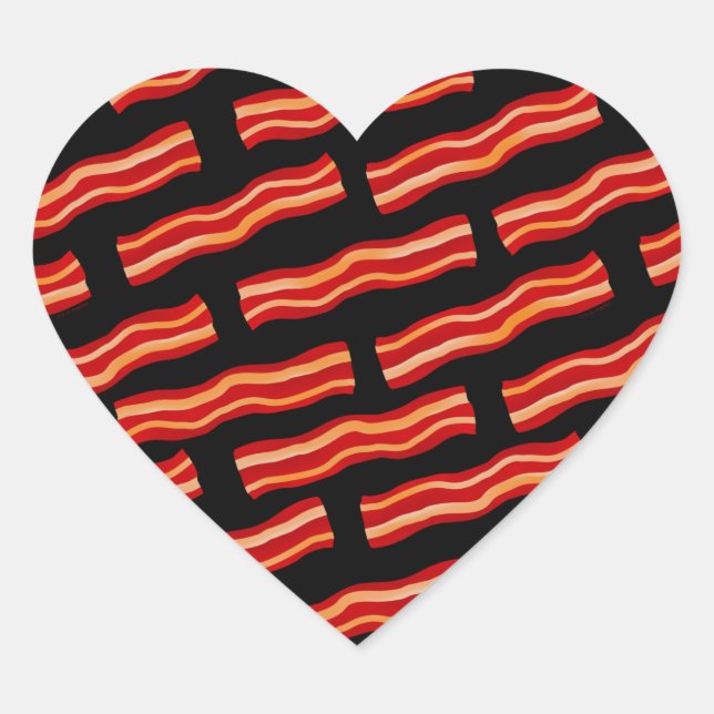Geschmackvolle Bacon Strips Muster Herz-Aufkleber (Vorderseite)