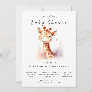 Geschmackvolle Editable Giraffe Babydusche Einladung
