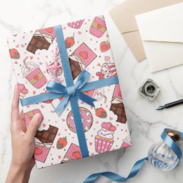 Geschmackvolle Leckereien Retro Valentine's Wrappi Geschenkpapier