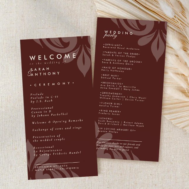 Geschmackvolle Mahogany Wedding Program für Elegan (Von Creator hochgeladen)