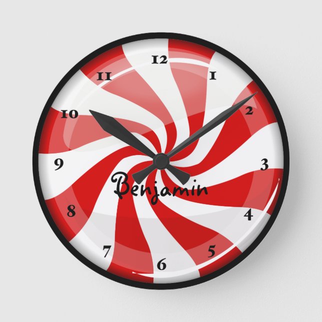 Geschmackvolle runde Pfefferminz Wanduhr (Vorderseite)