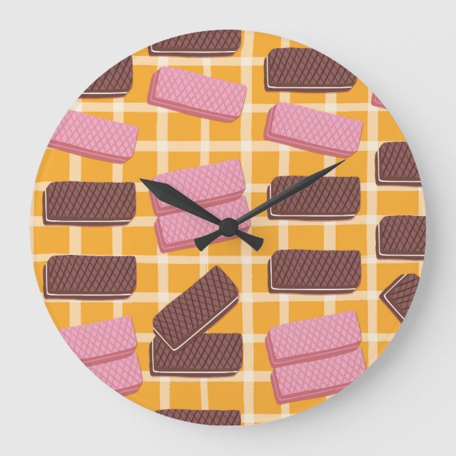 Geschmackvolle Wafers Nahtloser Hintergrund Große Wanduhr (Vorderseite)