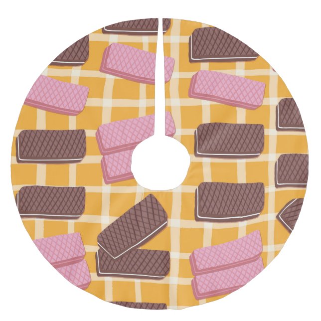 Geschmackvolle Wafers Nahtloser Hintergrund Polyester Weihnachtsbaumdecke (Vorderseite)