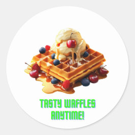 Geschmackvolle Waffeln : Golden und Crispy Waffles Runder Aufkleber