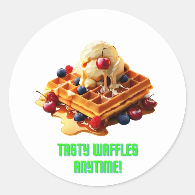 Geschmackvolle Waffeln : Golden und Crispy Waffles Runder Aufkleber (Vorderseite)