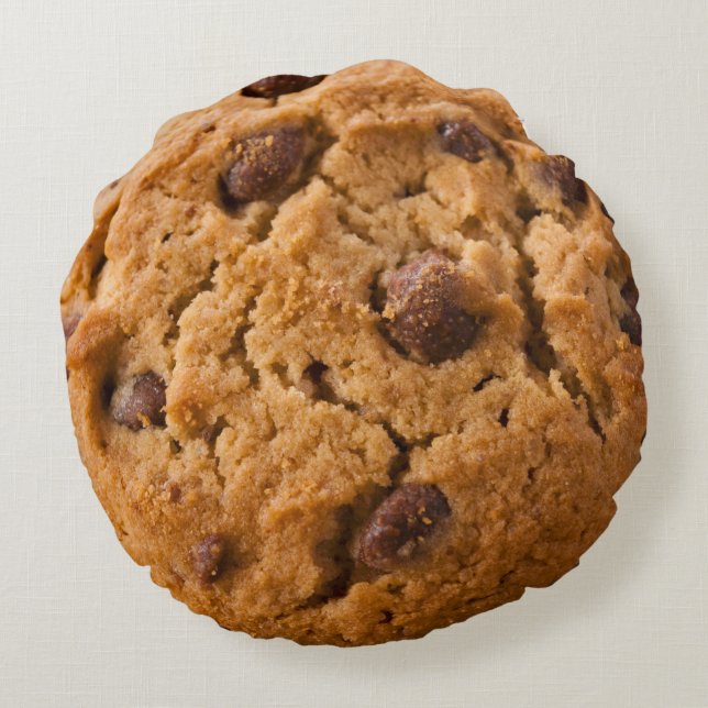 Geschmackvolles Riesenkoklaven-Chip-Cookie Rundes Kissen (Rückseite)
