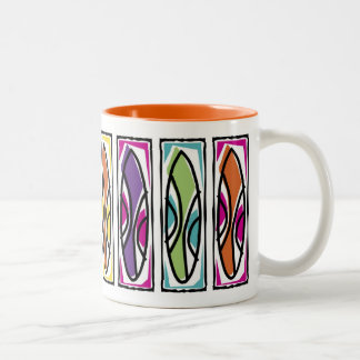 Geschmackvolles Wellen-Surfbrett Zweifarbige Tasse