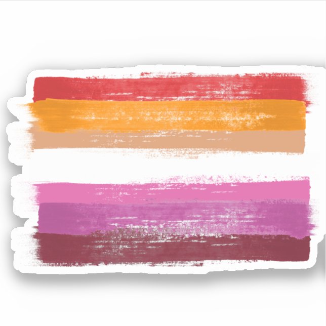 GESCHMALTETE LESBISCHE STREIFEN DER FLAGGE SUNSET AUFKLEBER (Vorderseite)