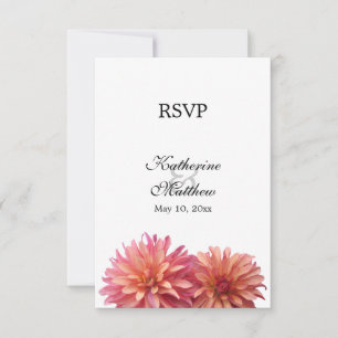 Geschminkte Dahlienblume in Rosa und Koralle RSVP Karte