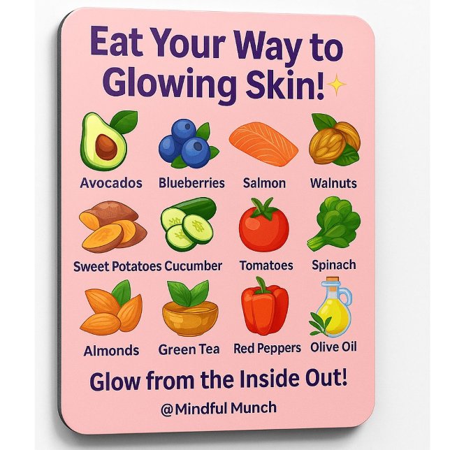 ✨Geschminkte Haut Kühlschrankmagnet (Glow from within—this fridge magnet highlights beauty-boosting foods for clear, radiant skin.)