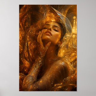 Geschmolzene Bernstein-Träumerei-Porträt-Kunstpost Poster