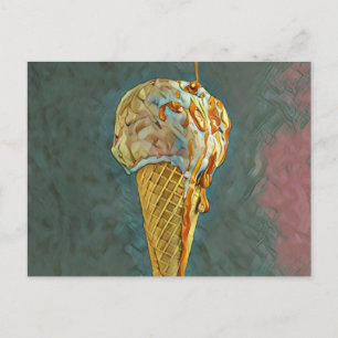 Geschmolzene Schokoladeneiscreme-Waffel Postkarte