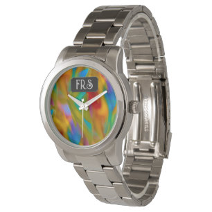 Geschmolzenes Glas - farbenfrohe Abstrakte Flammen Armbanduhr
