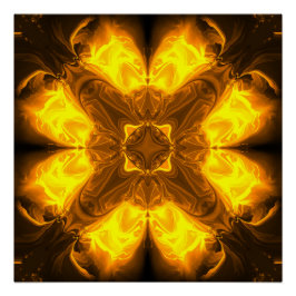 Geschmolzenes Gold Solar-Fraktal-Kunst Poster