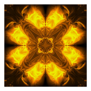 Geschmolzenes Gold Solar-Fraktal-Kunst Poster