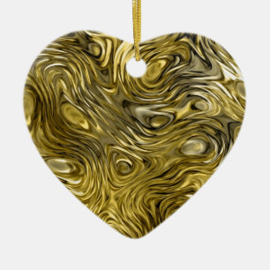 Geschmolzenes "goldenes" Ornamentherz Keramik Ornament