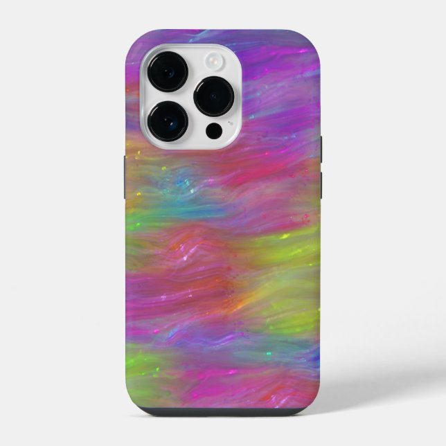 Geschmolzenes Regenbogen-Glas-Handyhülle iPhone 14 Pro Hülle (Rückseite)