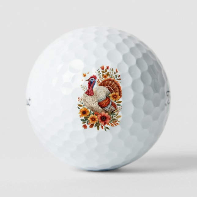 Geschmückter Erntedank-Truthahn  Golfball (Vorderseite)