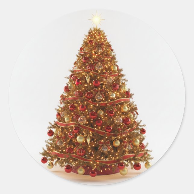 Geschmückter Weihnachtsbaum Design Aufkleber (Vorderseite)
