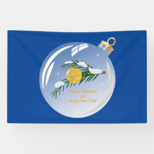 Geschmückter Weihnachtszweig in einer Glaskugel Banner