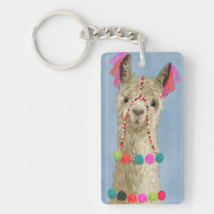 Geschmücktes Lama - Beige Schlüsselanhänger