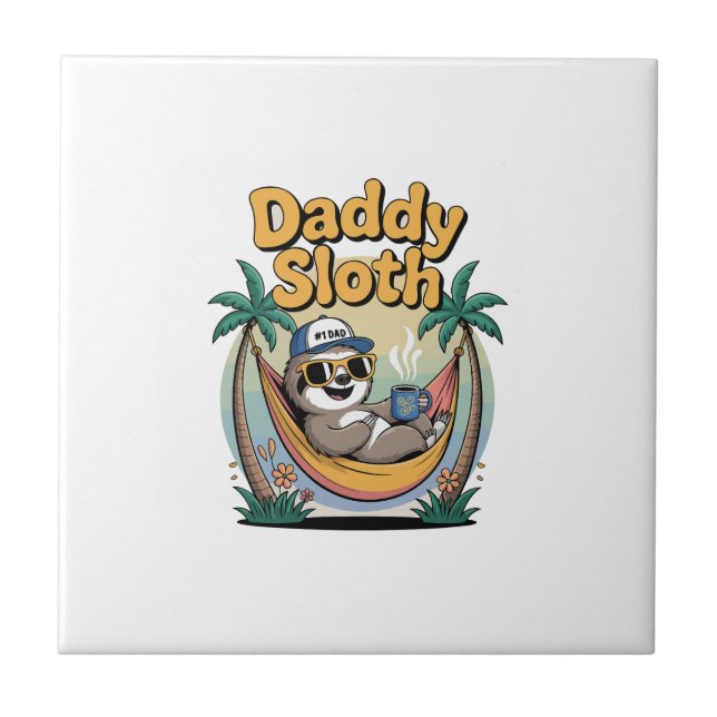 Geschnittener Daddy Faultier Vater Fliese (Vorderseite)