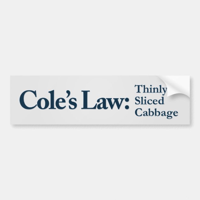 Geschnittener Kohl des Coles Gesetzesdünn Autoaufkleber (Vorne)