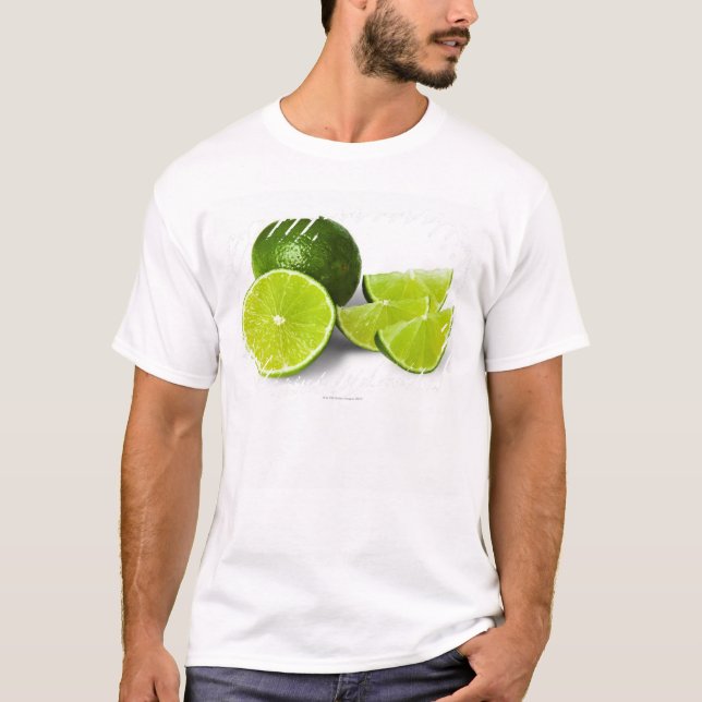 Geschnittener Limoner Keil, auf weißem T-Shirt (Vorderseite)