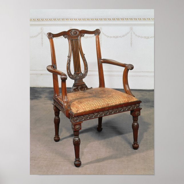 Geschnittener Lyre-Back-Sessel, geliefert von Poster (Vorne)
