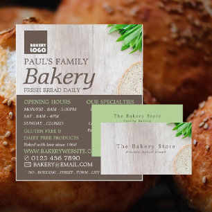 geschnittenes Brot an Bord, Bäckerei Visitenkarte