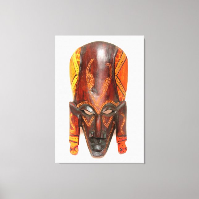 geschnitzte afrikanische Maske Leinwanddruck (Vorderseite)