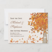 Geschnitzte Anfangsbuchstaben Baum Herbst Save-the
