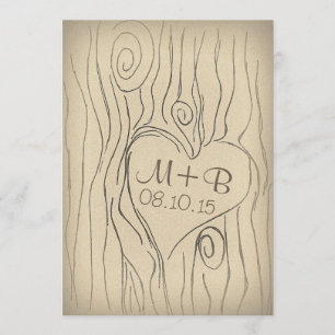 geschnitzte Baumholz-Vintage-Save-the-Date-Karte Save The Date