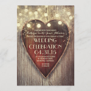 geschnitzte Herz-Lichterkette hölzerne Hochzeitsei Einladung