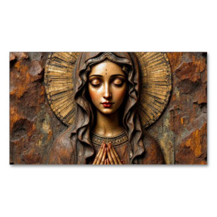 Geschnitzte Hingabe Holz-Maria Magnetische Visitenkarte