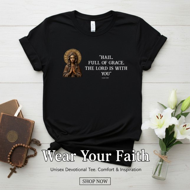 Geschnitzte Hingabe Holz-Maria T-Shirt (Von Creator hochgeladen)
