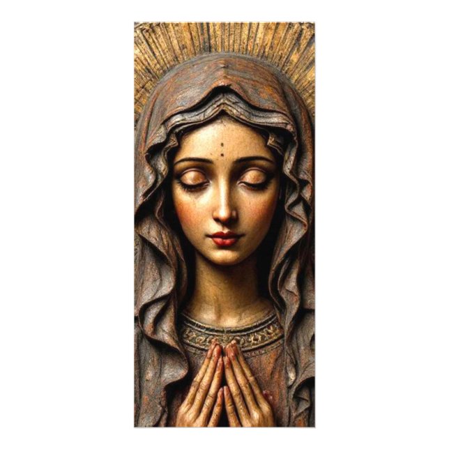 Geschnitzte Hingabe Holz-Maria Werbekarte (Vorne)